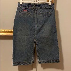 Vintage Guess Denim Skirt Middle Slit Sz 24 Waist